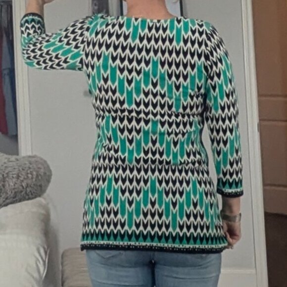 La Vanya 3/4 Sleeve Patterned Tunic Blouse size Small - Picture 8 of 8